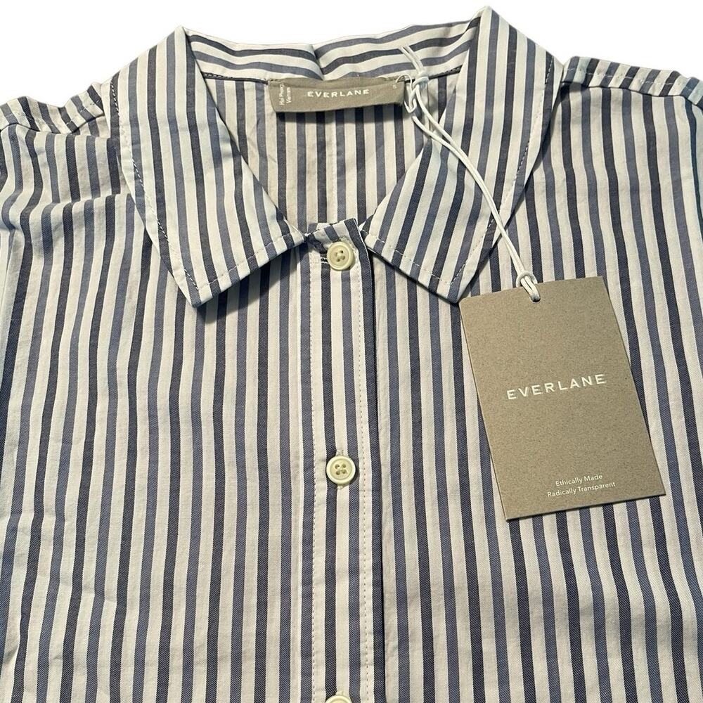 EVERLANE Women's Blue and White Striped Cotton Woven PJ Top Size Small NWT - Picture 4 of 7